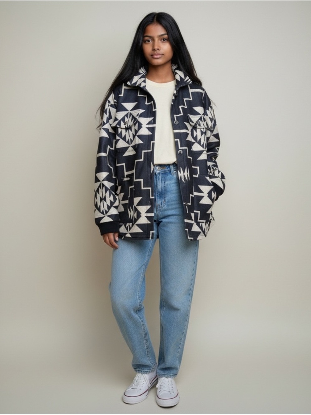 2 Fly Women’s L/XL Southwestern Aztec Snap-Front Shacket Jacket NWT - Picture 1 of 7